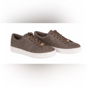 NIB! MICHEAL KORS Keaton Lace Up MK Signature Sneakers Brown w/ Gold